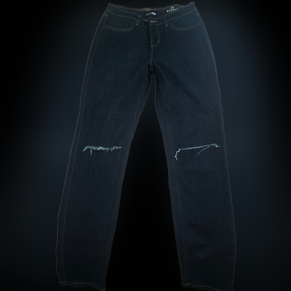 Fashion Nova Men's Dark Blue Distressed Jeans